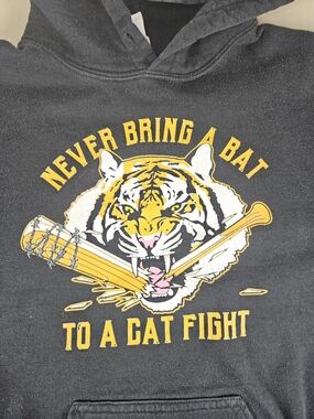 Shiva The Walking Dead Gildan Black Hoodie with Yellow & White Tiger Graphic